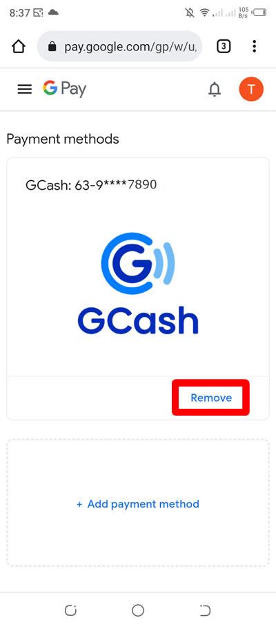 how to remove gcash payment method on google play