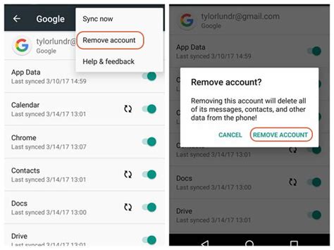 how to remove gmail account from android after factory reset
