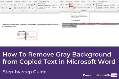 how to remove grey background from text in word