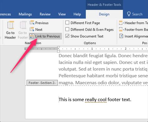 how to remove header in word for one page