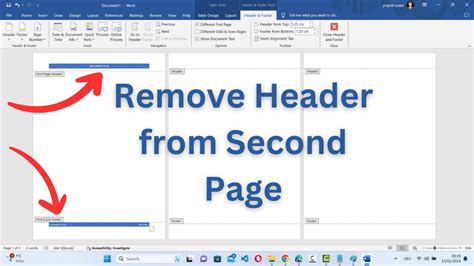 how to remove header in word on second page