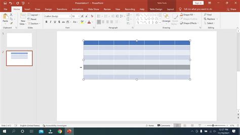 how to remove header row in ppt table
