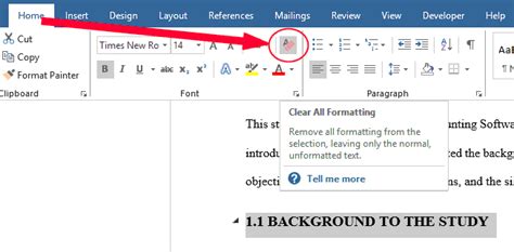 how to remove heading text in word