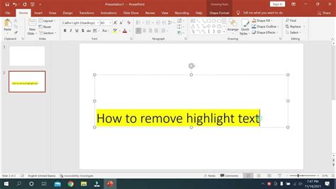 how to remove highlight in powerpoint