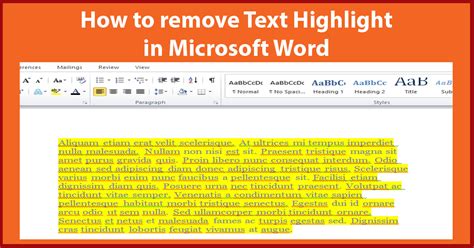 how to remove highlighted text in word