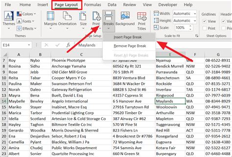 how to remove horizontal page breaks in excel