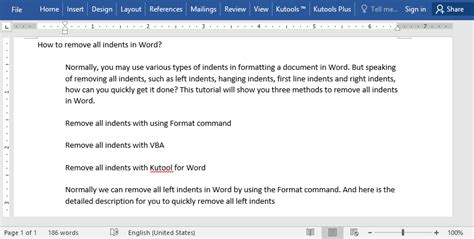 how to remove indent in word on mac