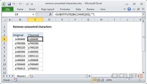 how to remove letters from numbers in excel formula