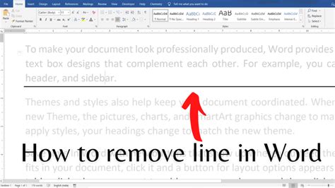 how to remove line over text in word