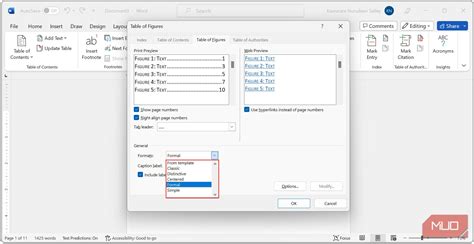 how to remove list of figures from table of contents in word
