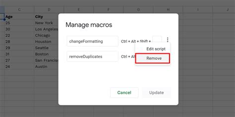 how to remove macros from google sheets