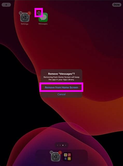how to remove messages app from ipad home screen