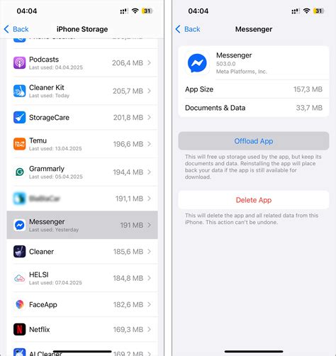 how to remove messenger cache on iphone
