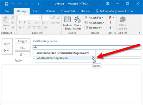 how to remove name in email address