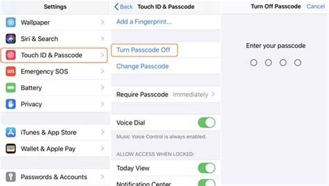 how to remove need for passcode on iphone