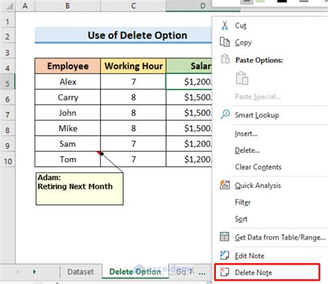 how to remove notes in excel