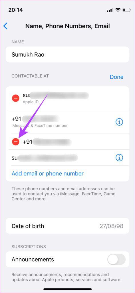 how to remove number associated with apple id