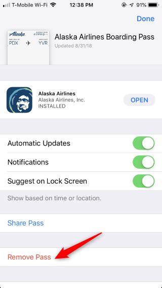 how to remove old.boarding pass from iphone wallet