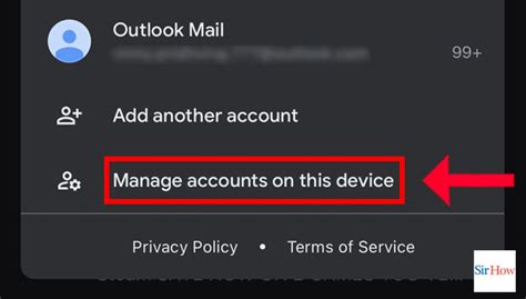 how to remove outlook account from gmail app
