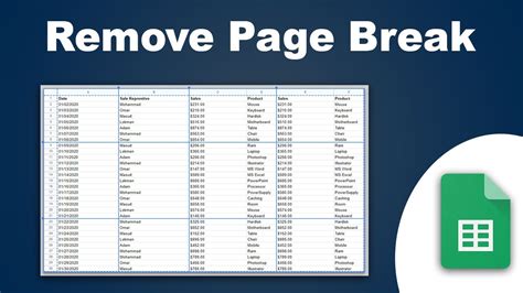 how to remove page break on google sheets