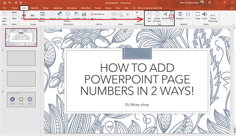 how to remove page number from footer in powerpoint