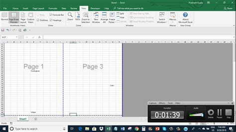 how to remove page number in middle of excel sheet