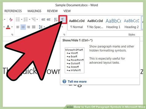 how to remove paragraph symbols in word