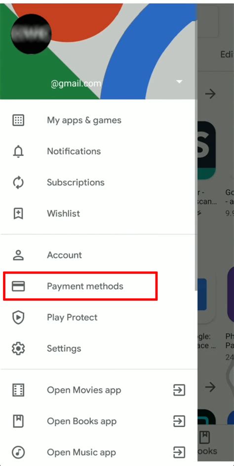 how to remove payment method from google play account