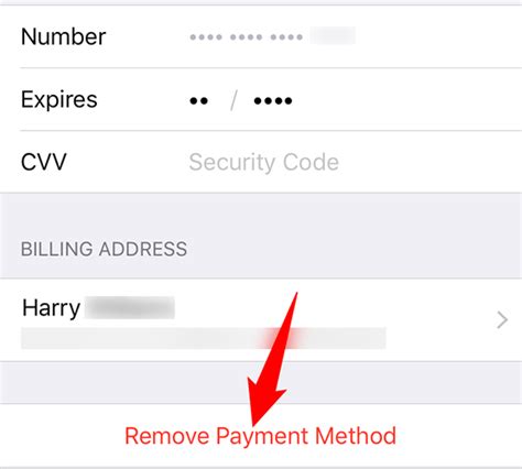 how to remove payment method on iphone 11