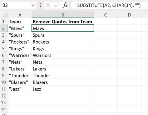 how to remove quotes from excel cell