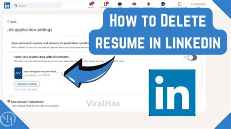 how to remove saved cv from linkedin