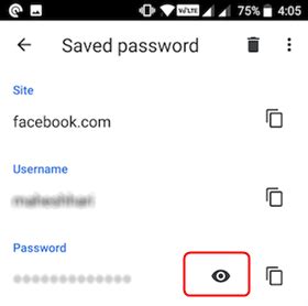 how to remove saved password in facebook app android