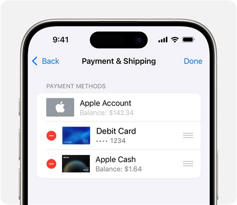 how to remove saved payment methods on iphone