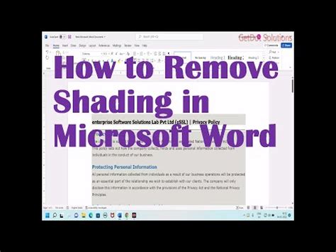 how to remove shade in microsoft word