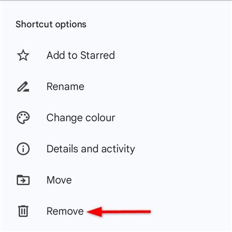 how to remove shortcut from google drive without deleting files