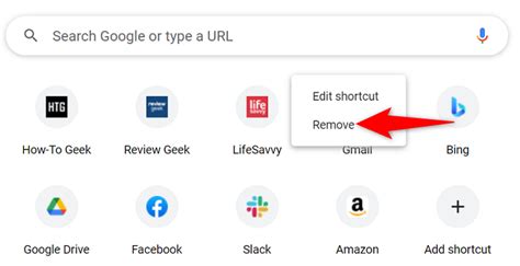how to remove shortcuts from google search page