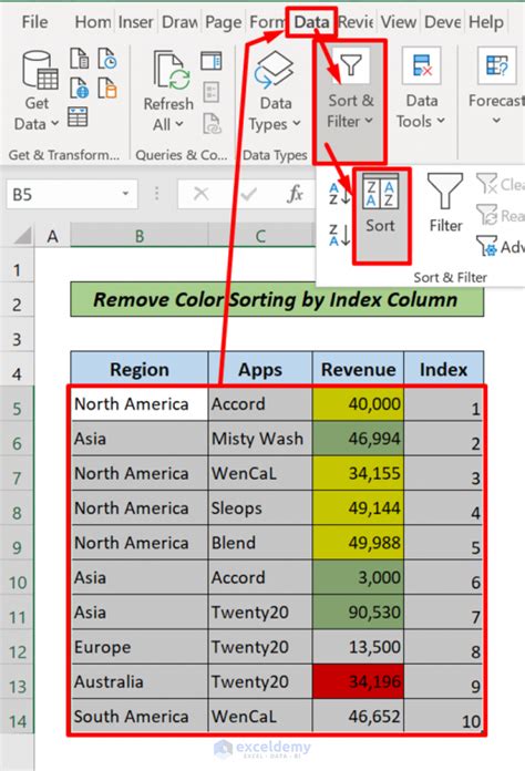 how to remove sort color in excel