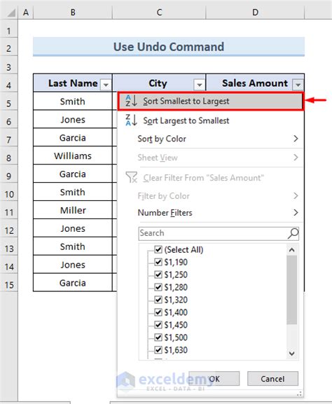 how to remove sort in excel shortcut key