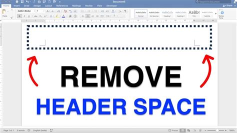 how to remove space above header in word