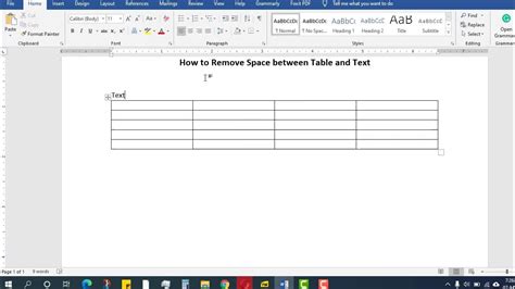 how to remove space between table of figures in word