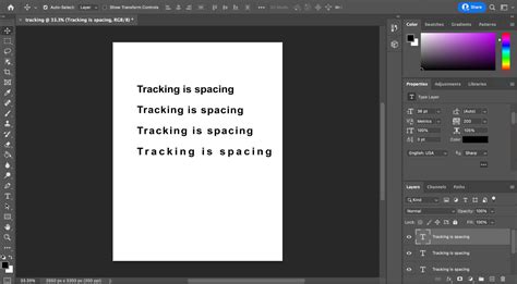 how to remove spacing in text photoshop