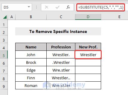 how to remove specific characters in excel formula