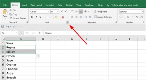 how to remove strikethrough in excel sheet