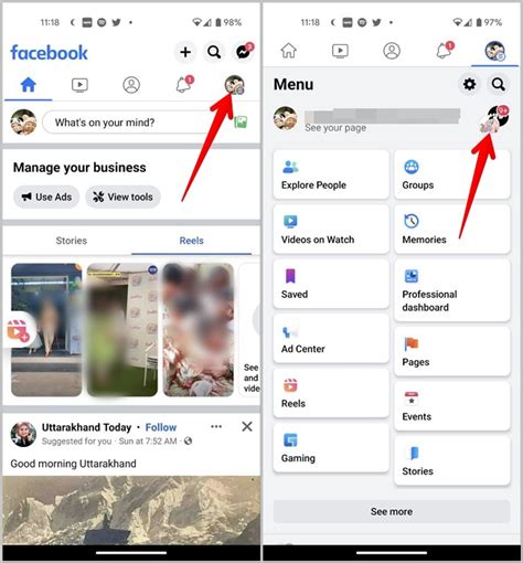 how to remove switch profile page on facebook on iphone