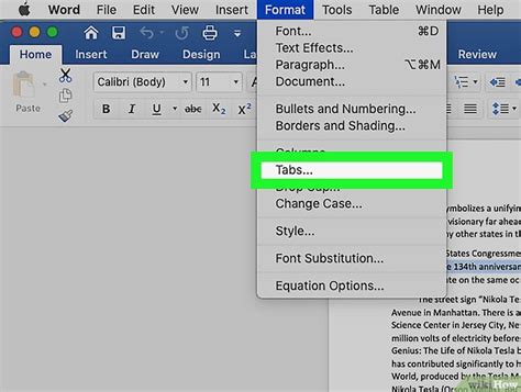 how to remove tab in word