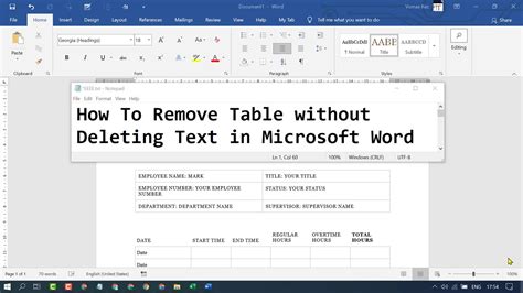 how to remove table from text in word