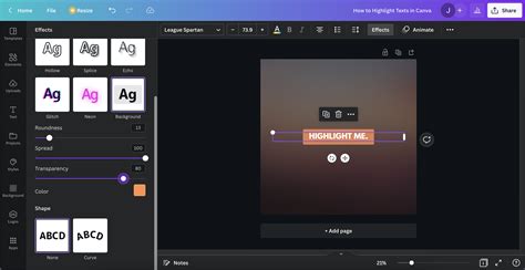 how to remove text highlight in canva