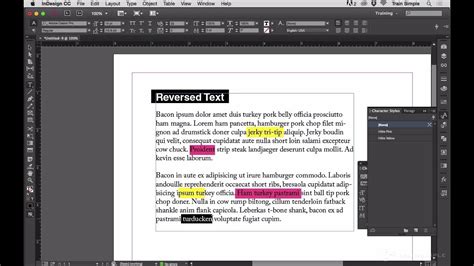 how to remove text highlight in indesign