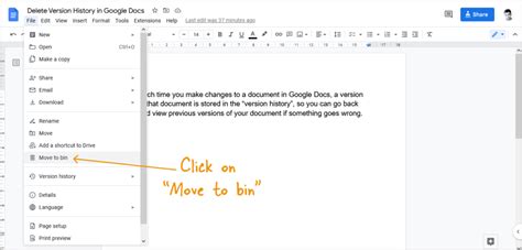 how to remove the history in google docs