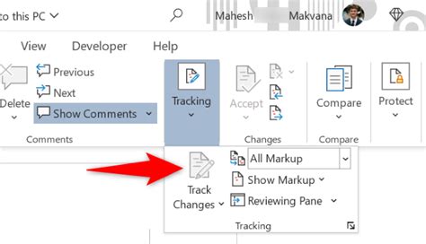 how to remove track changes in word mac